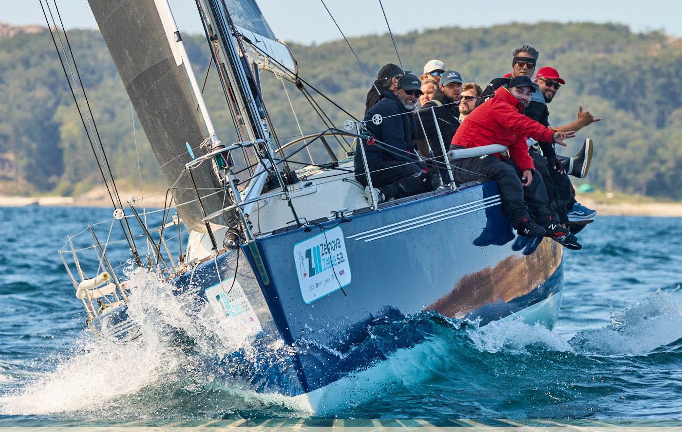 Seika, an IMX 40, racing upwind with the crew on the rail at the 2025 Trofeo Conde de Gondomar